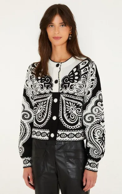 arabesque butterlfy buttoned knit cardigan